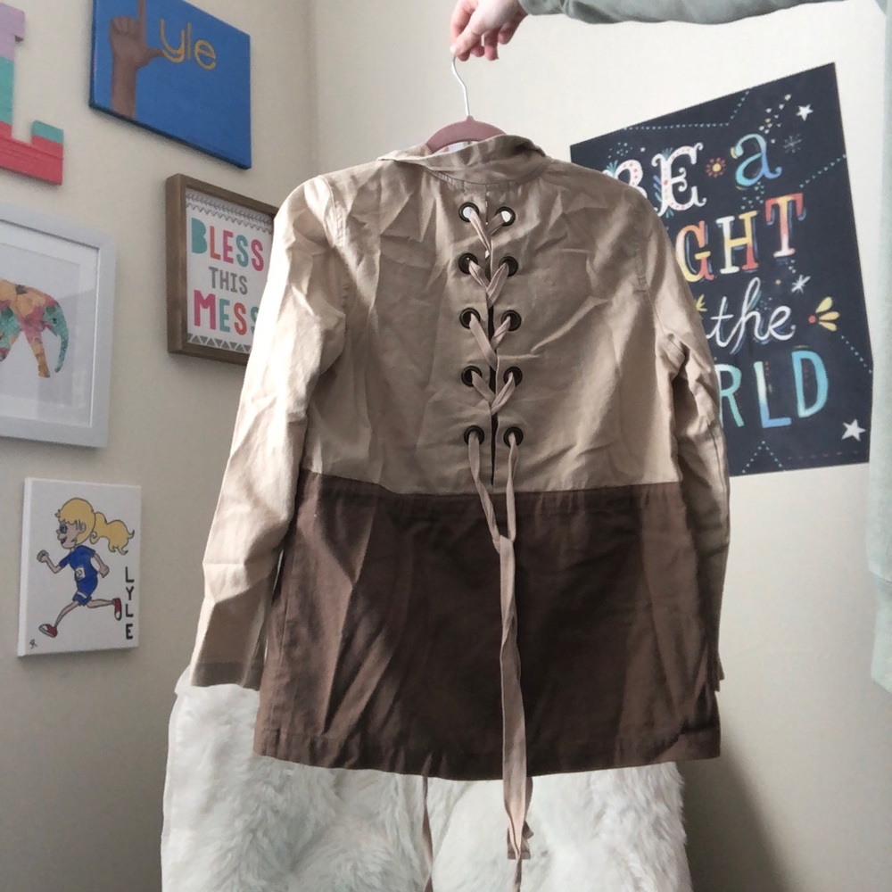 Linen Color block Jacket - Picture 4 of 5